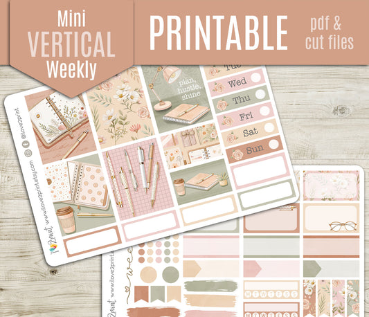Spring Planning Mini Weekly Stickers - Printable PDF & Cut Files