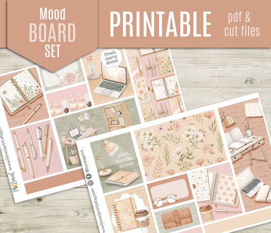Spring Planning Moodboard Decorative Box Stickers - 1.5" Printable PDF & Cut Files