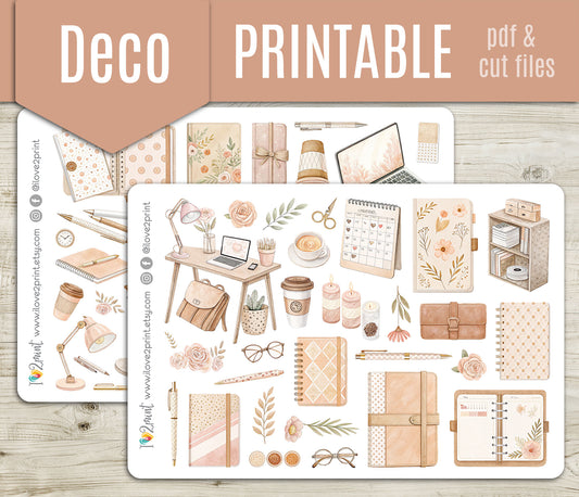 Spring Planning Decorative Stickers – Printable PDF & Cut Files