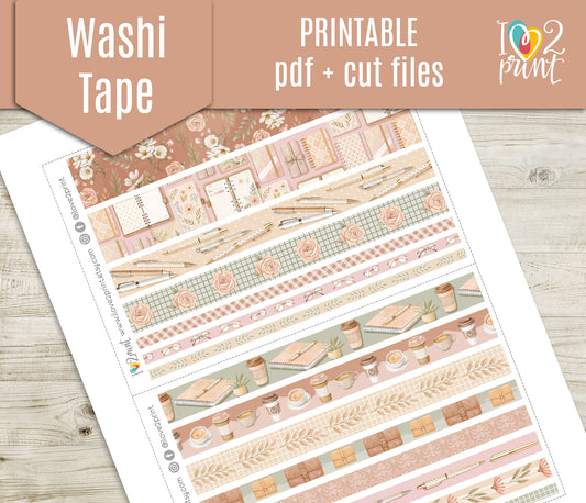 Spring Planning Washi Tape Stickers - Printable PDF & Cut Files