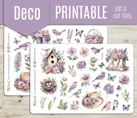 Spring Time Decorative Stickers – Printable PDF & Cut Files