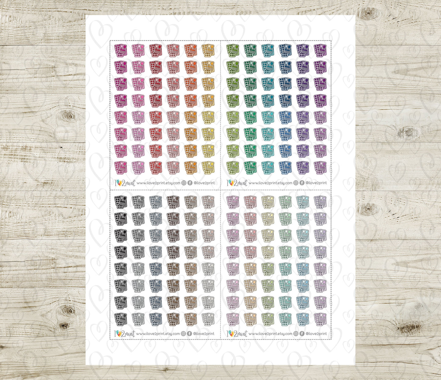 Sticker Sheets Mini Icons – Functional Printable Stickers in 48 Colors – PDF & Cut Files