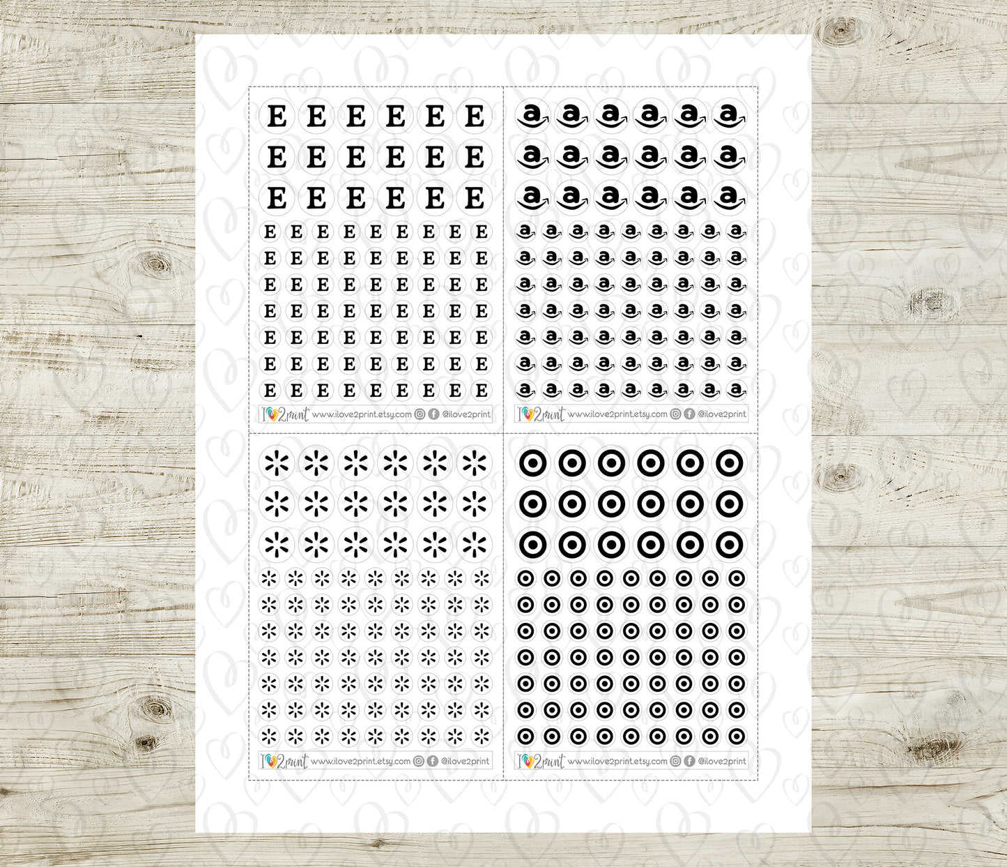 Famous Stores Icons Stickers Set  - Functional Printable Stickers - PDF & Cut Files