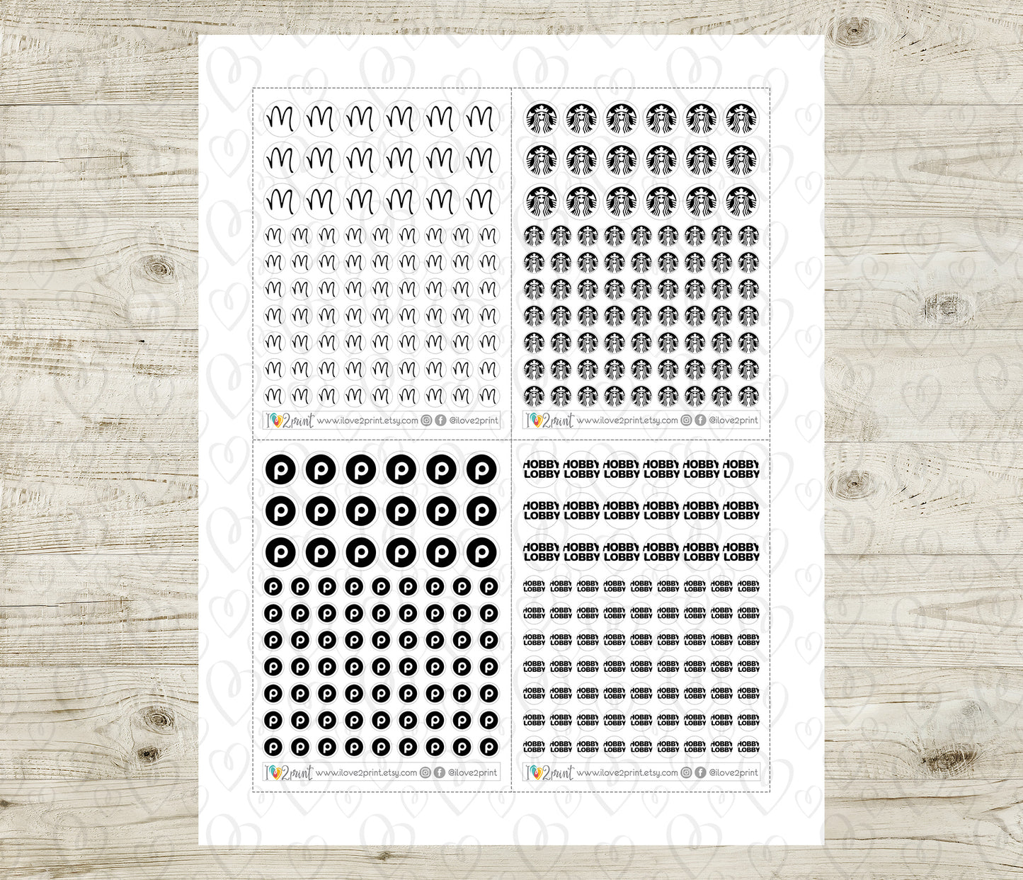 Famous Stores Icons Stickers Set  - Functional Printable Stickers - PDF & Cut Files