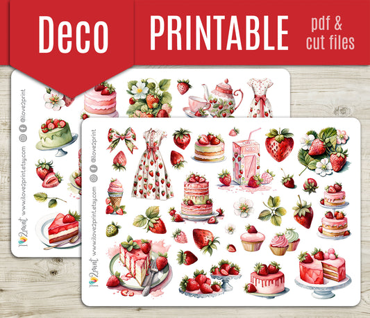 Strawberry Fields Decorative Stickers – Printable PDF & Cut Files