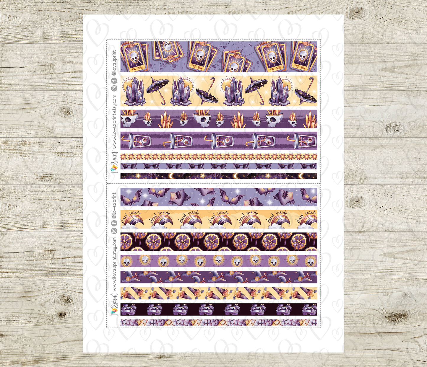 Summer Goth Washi Tape Stickers - PrintablePDF & Cut Files
