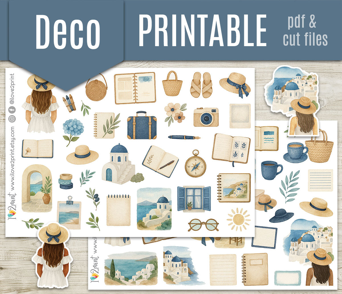 Summer in Greece Complete Sticker Bundle | All 6 Sets | Mediterranean Collection | PDF Cut Files
