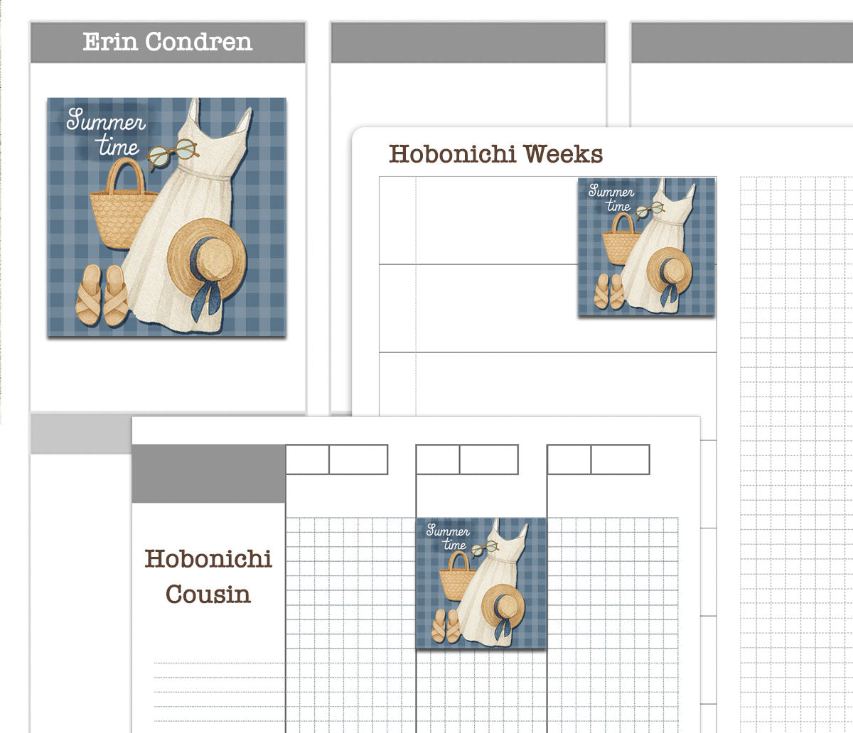 Summer in Greece Hobonichi Cousin Stickers | A5 Aegean Daily | PDF Cut Files | Instant Download