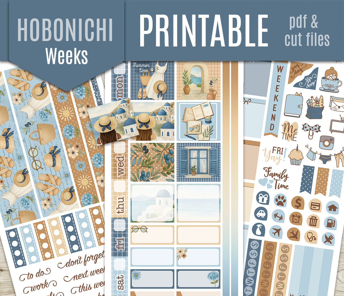 Summer in Greece Complete Sticker Bundle | All 6 Sets | Mediterranean Collection | PDF Cut Files