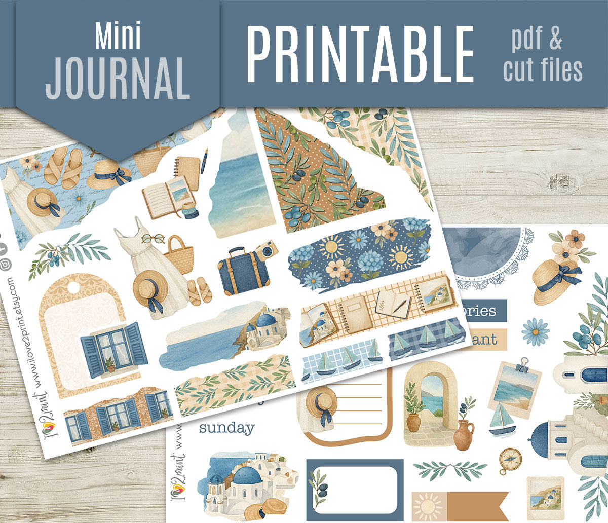 Summer in Greece Complete Sticker Bundle | All 6 Sets | Mediterranean Collection | PDF Cut Files