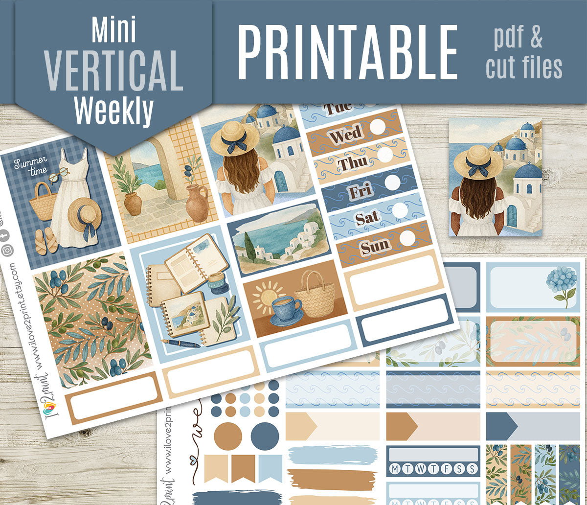Summer in Greece Complete Sticker Bundle | All 6 Sets | Mediterranean Collection | PDF Cut Files