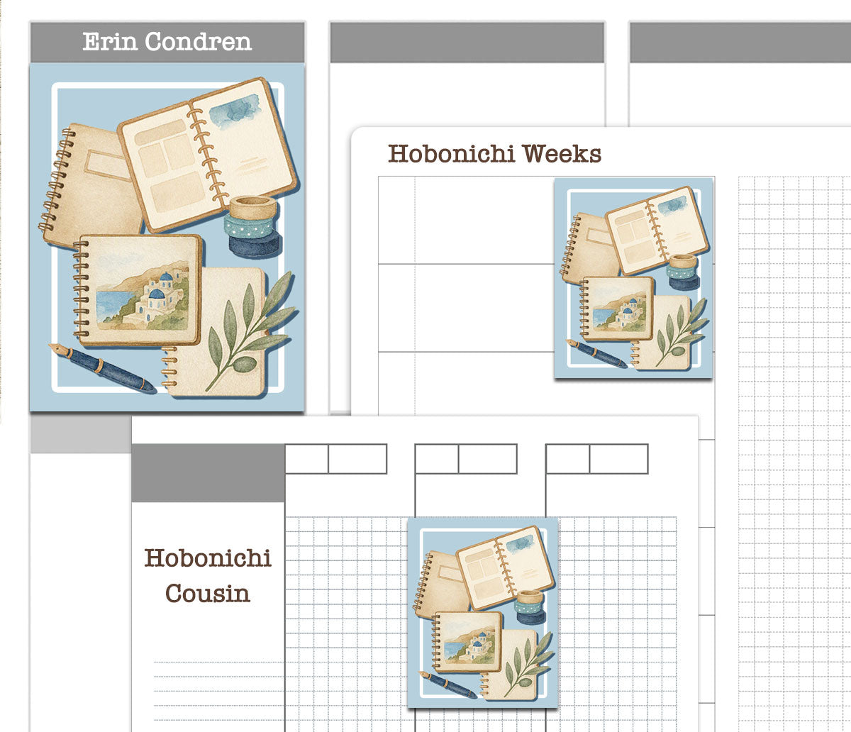 Summer in Greece Vertical Weekly Printable Stickers | Column Aegean | PDF Cut Files