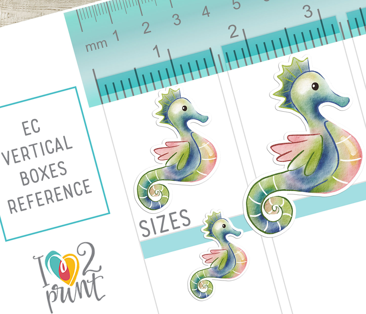 Watercolor Summer Decorative Printable Stickers | Blue Green Hand Painted | PDF Cut Files