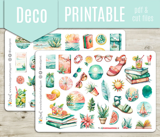 Sunny Day Decorative Stickers - Printable PDF & Cut Files