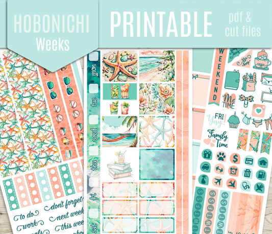 Sunny Day Stickers – Hobonichi Weeks Printable PDF & Cut Files
