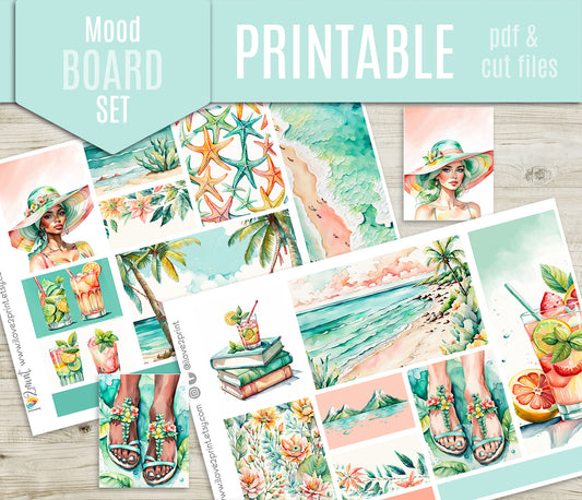 Sunny Day Moodboard Stickers - Printable PDF & Cut Files