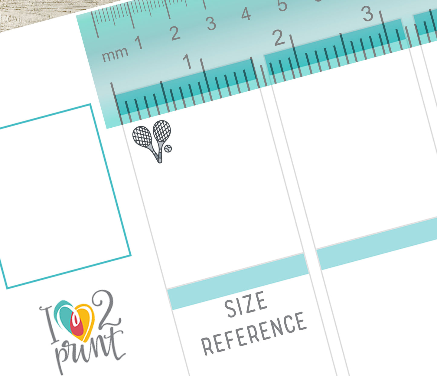 Tennis Racket Mini Icons – Functional Printable Stickers in 48 Colors – PDF & Cut Files