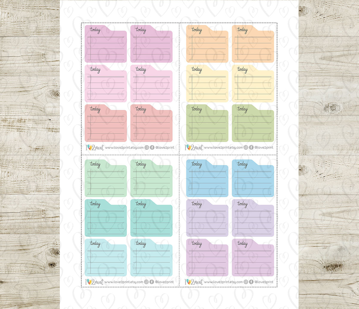 Today Note File Printable Planner Stickers – PDF & Cut Files – Instant Download