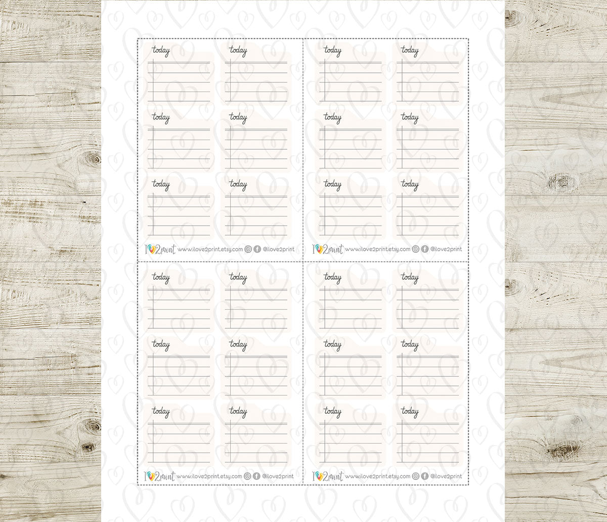 Today Note File Printable Planner Stickers – PDF & Cut Files – Instant Download