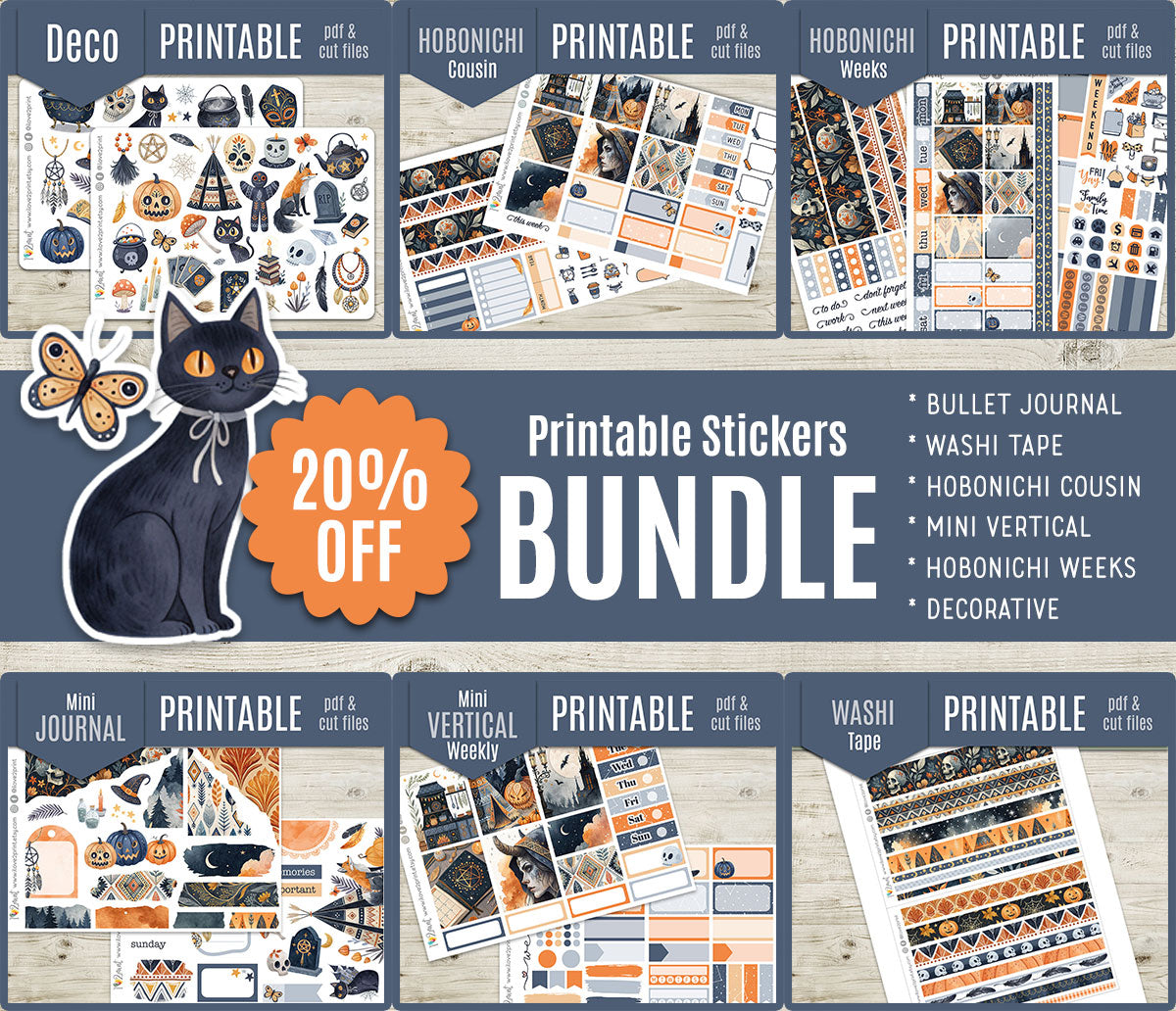 Tribal Halloween  – COMPLETE COLLECTION – Printable Planner Stickers BUNDLE – PDF & Cut Files