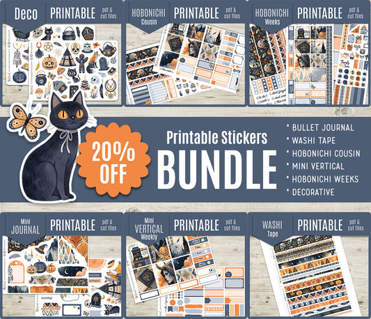 Tribal Halloween  – COMPLETE COLLECTION – Printable Planner Stickers BUNDLE – PDF & Cut Files