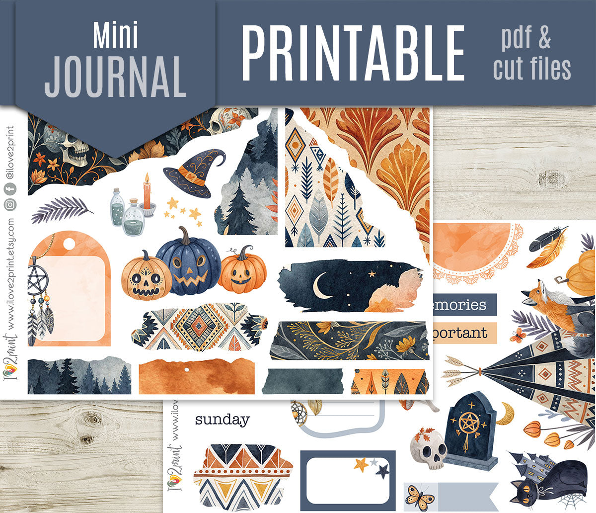 Tribal Halloween – Bullet Journal Printable Stickers – PDF & Cut Files