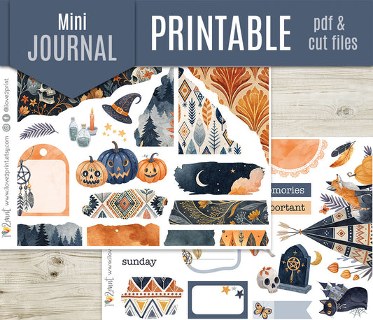 Tribal Halloween – Bullet Journal Printable Stickers – PDF & Cut Files