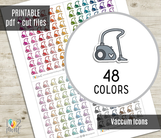 Vaccum Mini Icons – Functional Printable Stickers in 48 Colors – PDF & Cut Files