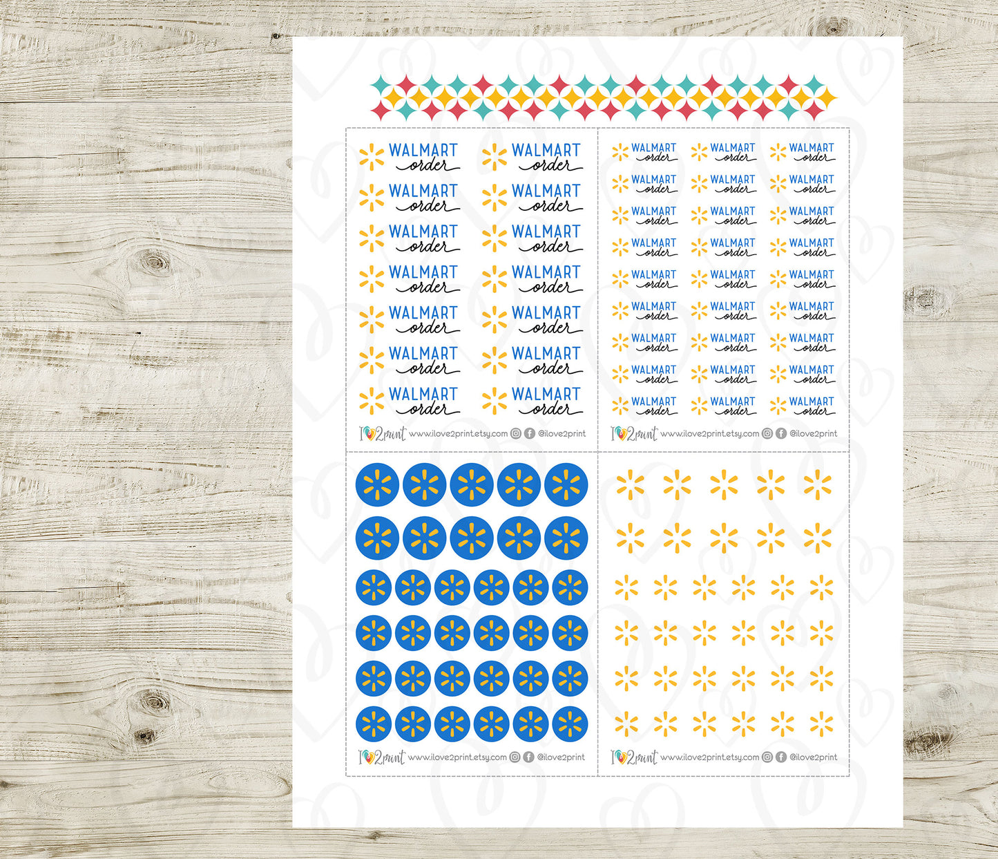 Walmart Order - Functional Printable Stickers - PDF & Cut Files