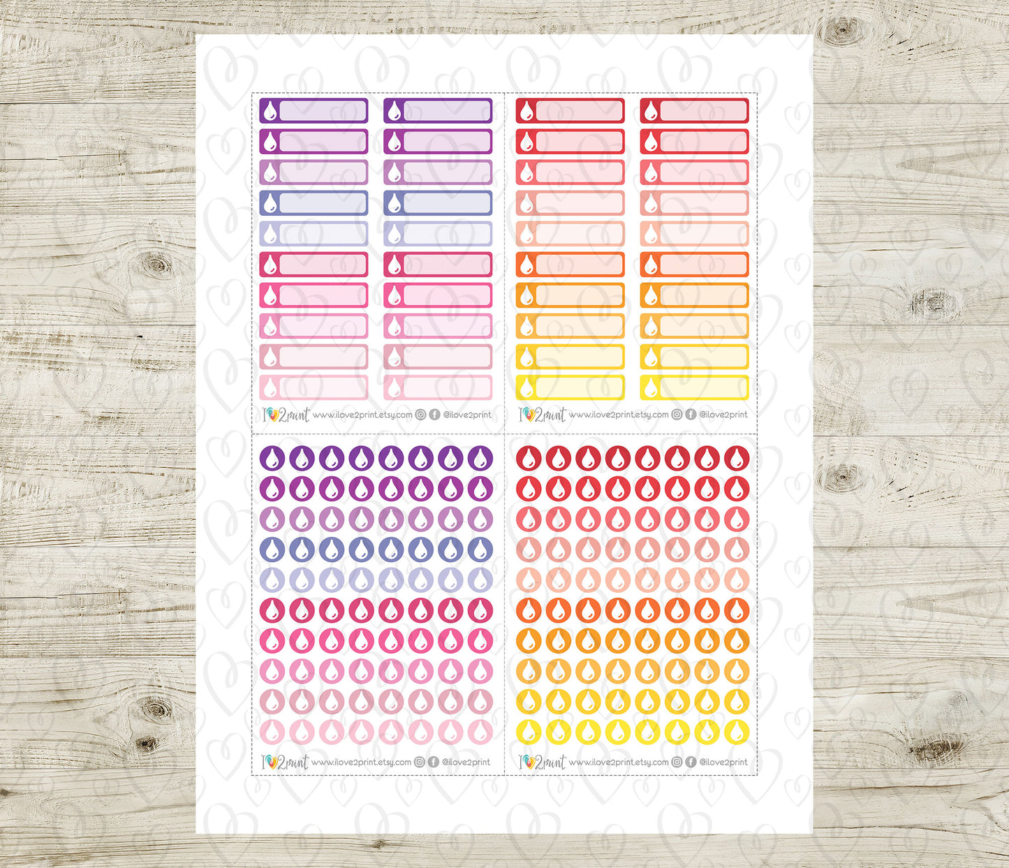 Water Drop Stickers – Water Bill Reminders – Printable Planner Stickers – PDF & Cut Files