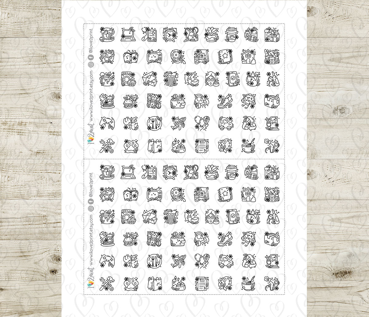 50 Winter - Daily Life Printable Icons Stickers – DOODLE Planner Icons - PDF & Cut Files