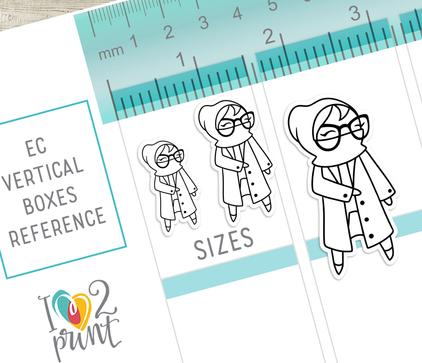 Elena Planner Girl – Winter Outfit COLORING Printable Stickers – Cute Characters – PDF & Cut Files