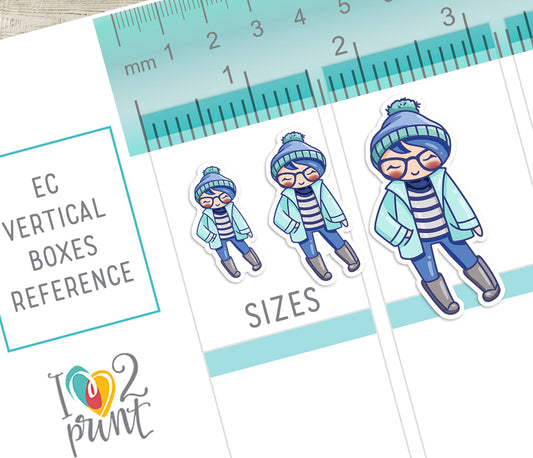 Elena Planner Girl – Winter Outfit LIGHT SKIN Printable Stickers – Cute Characters – PDF & Cut Files