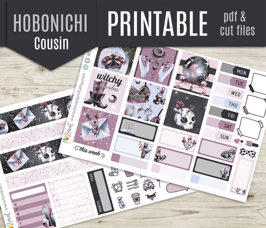 Witchy Vibes Hobonichi Cousin Stickers – A5 Modern Witch Planner Kit – PDF & Cut Files