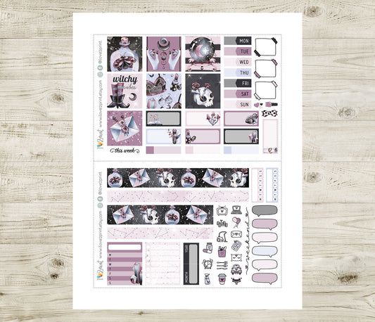 Witchy Vibes Hobonichi Cousin Stickers – A5 Modern Witch Planner Kit – PDF & Cut Files