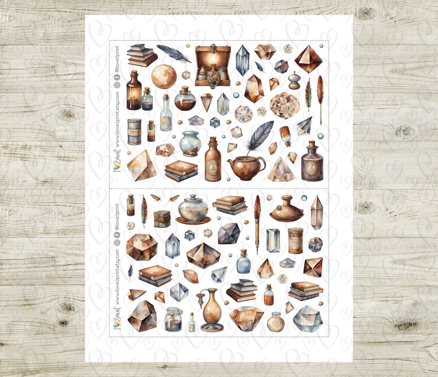 Witchcraft and Books – Printable Stickers – PDF & Cut Files