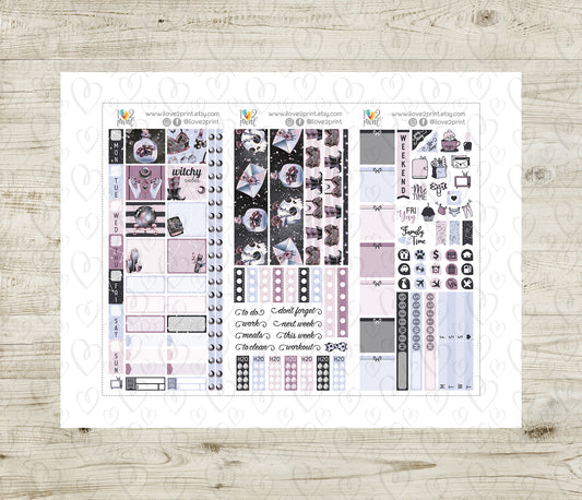 Witchy Vibes Hobonichi Weeks Stickers – Modern Witch Weekly Planner Kit - Printable Pdf + Cut Files