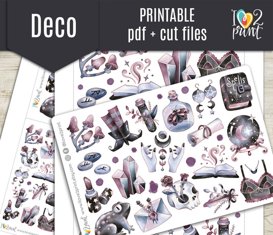 Witchy Vibes Stickers COMPLETE BUNDLE – Printable Modern Witch Collection – PDF & Cut Files