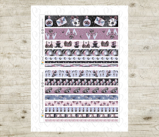 Witchy Vibes Washi Tape Stickers – Modern Witch Borders & Accents - Printable PDF & Cut Files