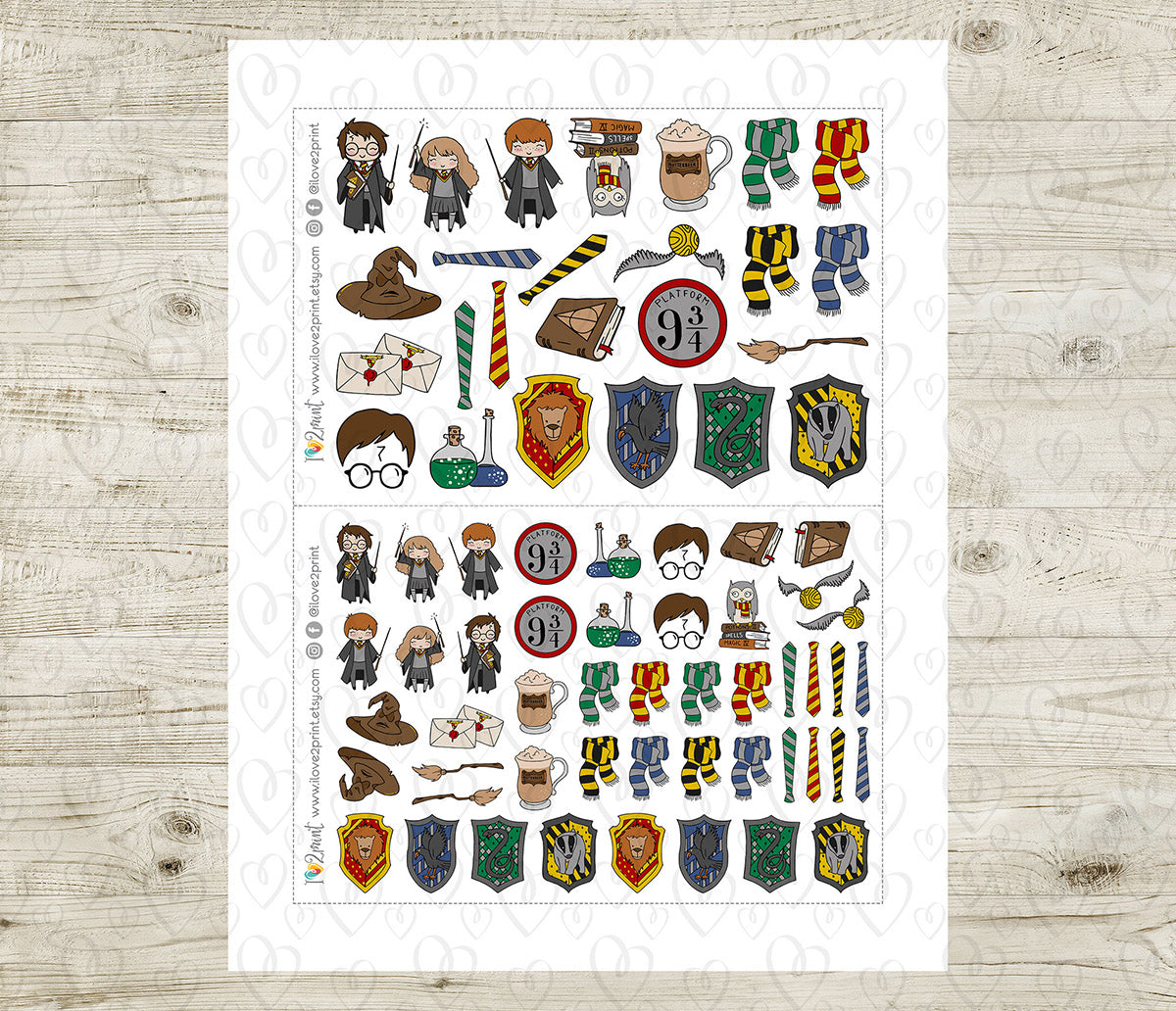 Magical School Printable Sticker Set – Wizard-Inspired Planner Stickers – PDF + Cut Files – Instant Download