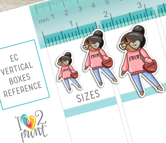 Holidays Outfit - Elena Planner Girl – Brown Skin, Black Hair Printable Stickers – General Holidays – PDF & Cut Files