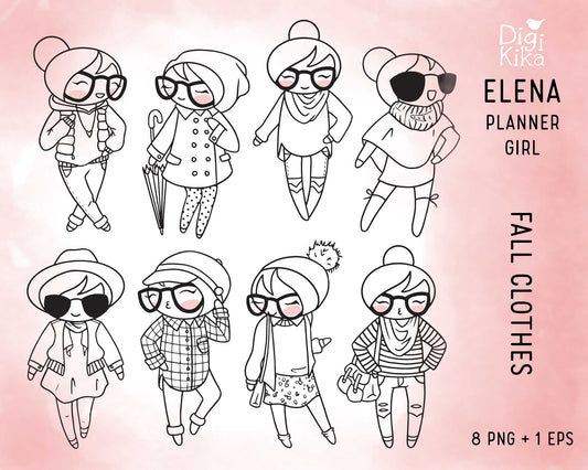 Elena Fall Outfit SET 1 – DOODLE ClipArt Collection – PNG, SVG, EPS & DXF