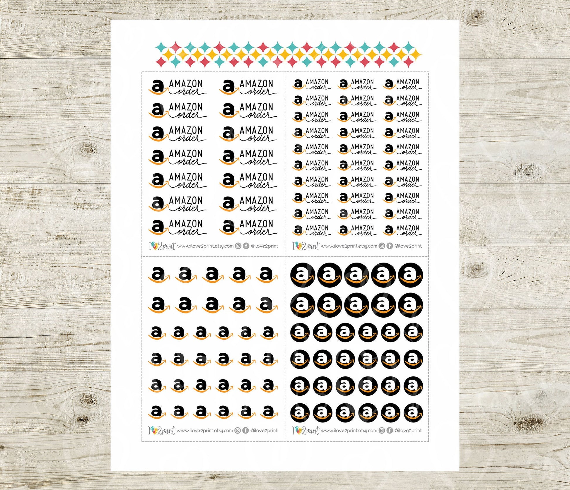 Am@zon Order Planner Stickers, Am@zon Delivery Hand-lettered / hand-drawn Printable Stickers, Printable Planner Sticker - CUT FILES