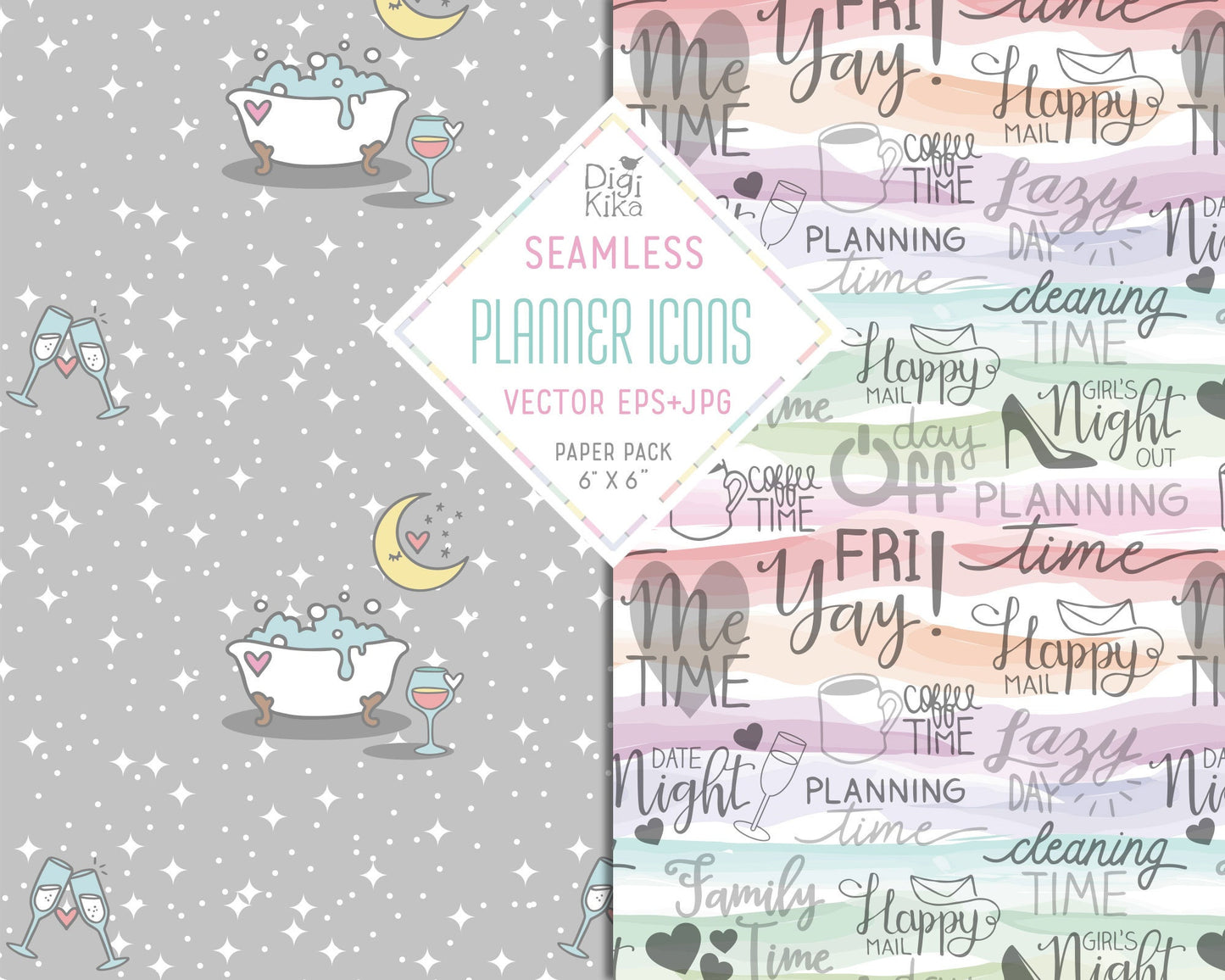 Planner Accessories Seamless Paper - Planner Tillable Patter - Fabric Print, Wall Paper, Wrapping Paper, Vector Pattern