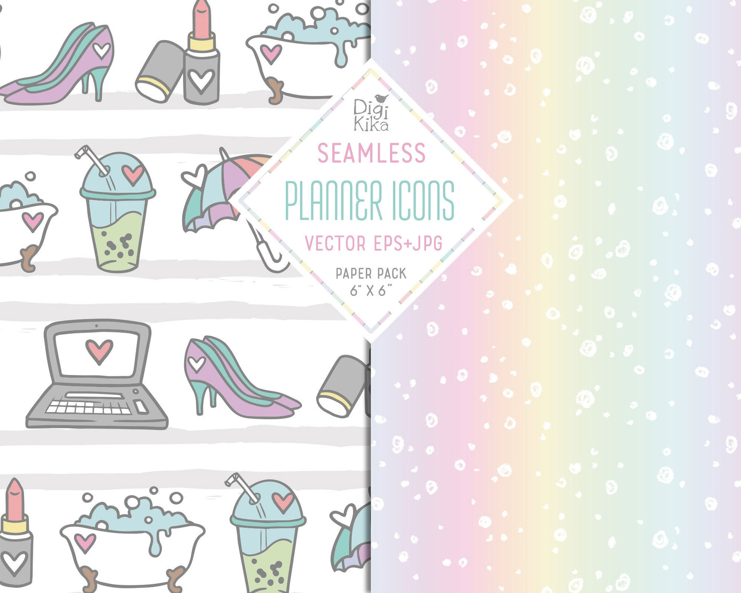 Planner Accessories Seamless Paper - Planner Tillable Patter - Fabric Print, Wall Paper, Wrapping Paper, Vector Pattern