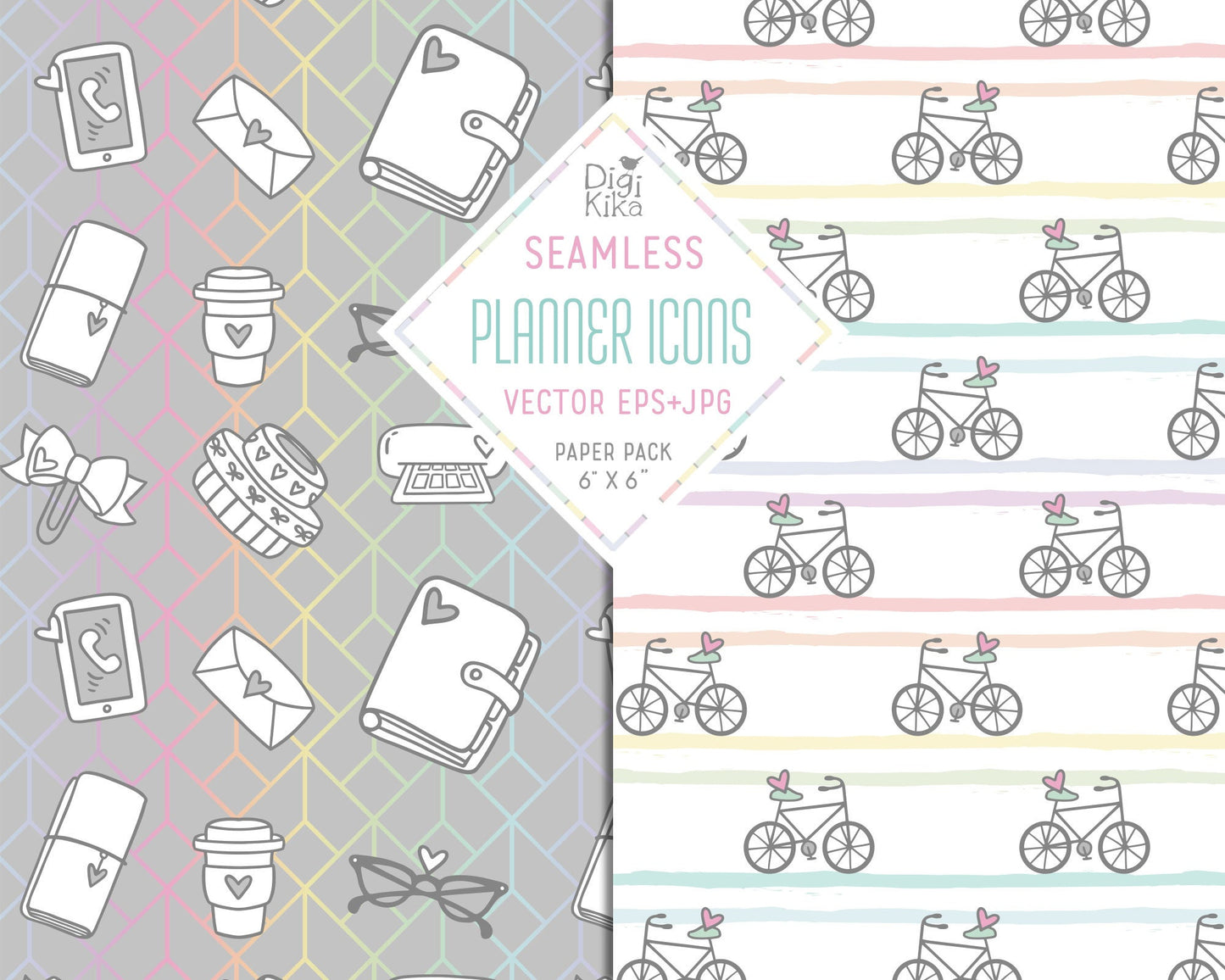 Planner Accessories Seamless Paper - Planner Tillable Patter - Fabric Print, Wall Paper, Wrapping Paper, Vector Pattern