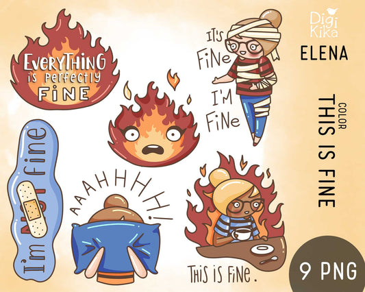 This is Fine Elena – COLOR Clipart Set – Instant Download PNG