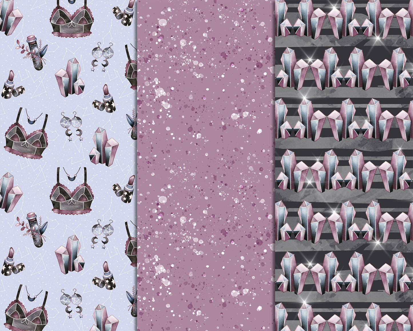Witchy Vibes Digital Papers | Watercolor Halloween Patterns | Mystical Scrapbook Backgrounds