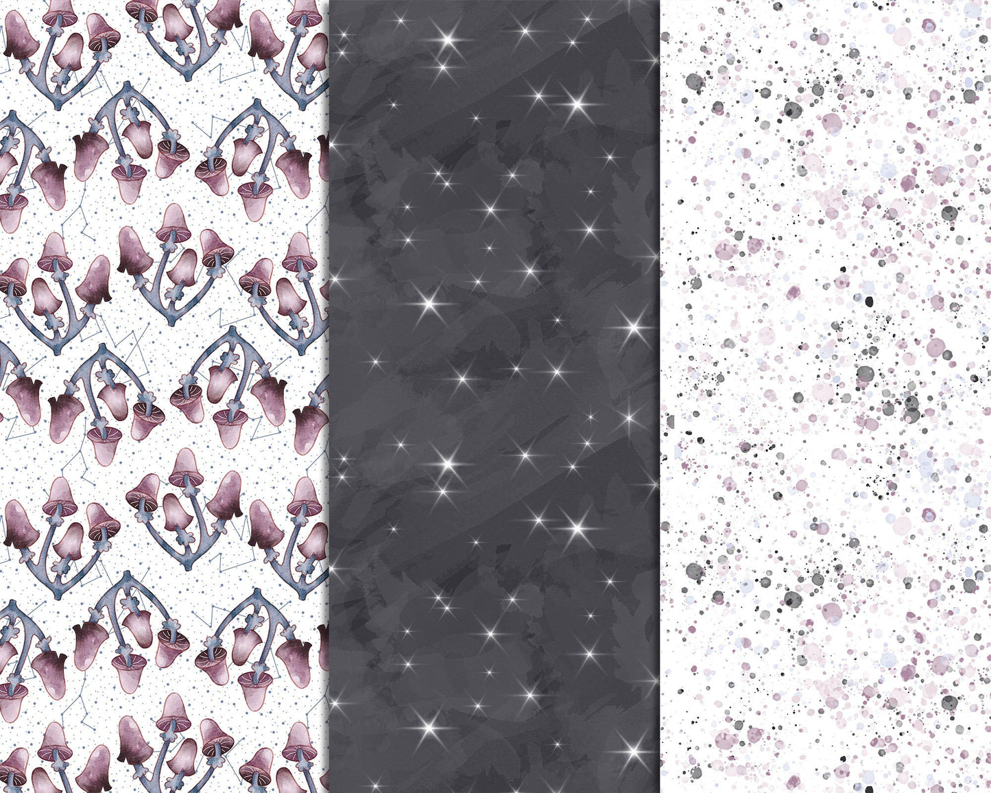 Witchy Vibes Digital Papers | Watercolor Halloween Patterns | Mystical Scrapbook Backgrounds