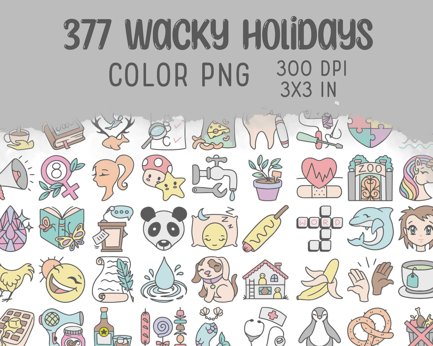 377 Wacky Holidays Icons PNG Bundle - COLOR Icons Clipart - Instant Download